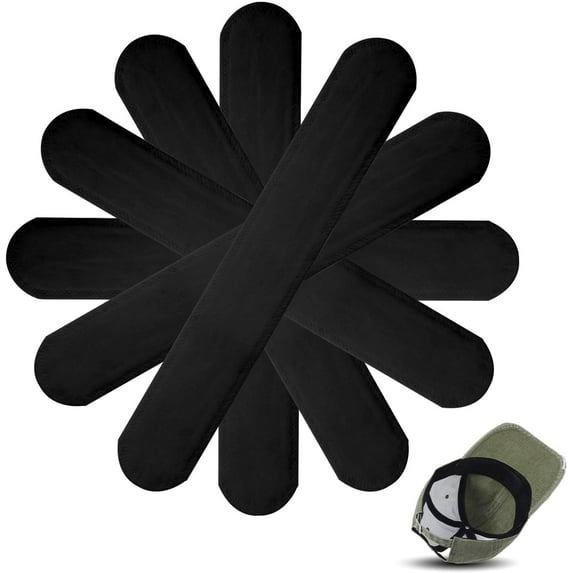 30Pcs Hat Sweat Liner, Prevents Stains Absorbent Shields Protector Bands, Disposable Absorbing Pad Hat Sweat Protector, Cap Liners Protection for Baseball Golf Cap Women Men (Black)