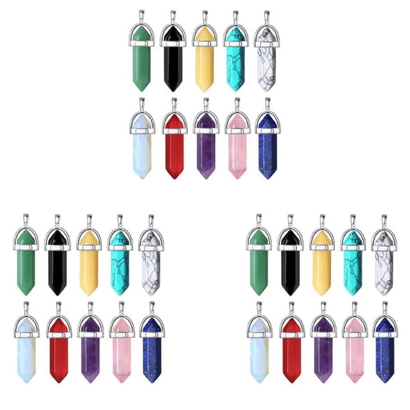 30Pcs Healing Crystal Pendant Charms Jewelry Making Natural Gemstone Obsidian Quartz Carnelian