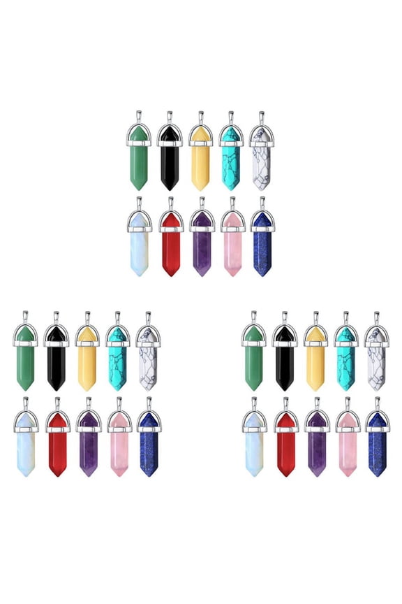 30Pcs Healing Crystal Pendant Charms Jewelry Making Natural Gemstone Obsidian Quartz Carnelian