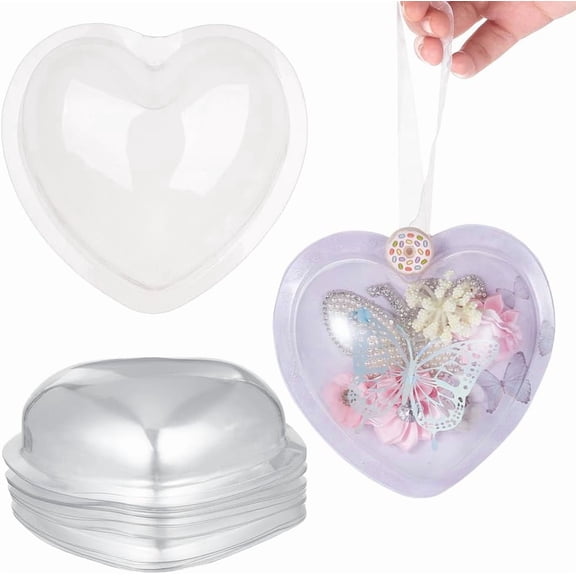 30Pcs Heart Candy Dome 5.1x4.9 Inch Clear Plastic Domes Candy Holder Shaker Domes Transparent Plastic Dimensional Dome Packing Covers for Shaker Card Making Paper Crafting DIY Present Box