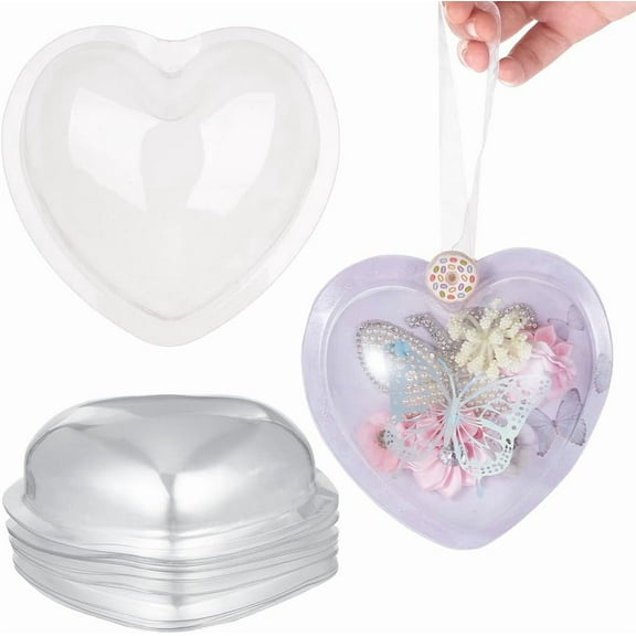 30Pcs Heart Candy Dome 5.1x4.9 Inch Clear Plastic Domes Candy Holder Shaker Domes Transparent Plastic Dimensional Dome Packing Covers for DIY Making