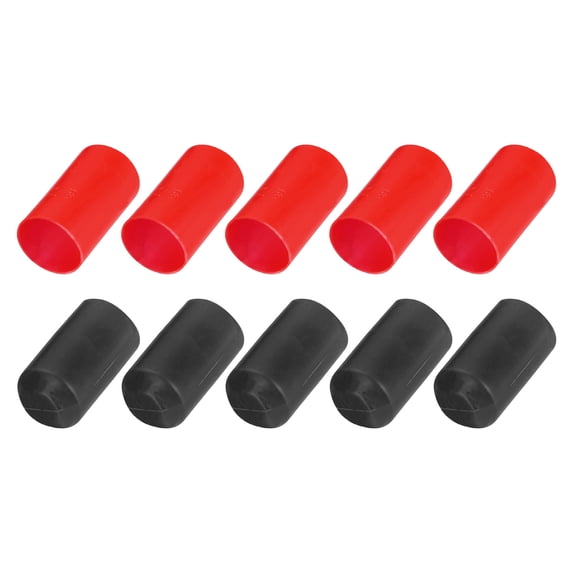 30Pcs Heat Shrink End Cap 25mm ID x 50mm L 2.5:1 Ratio Heat Shrink Tubing Caps Lined Sealed Waterproof Black/Red