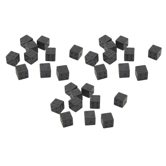 30Pcs Hexahedral Dice Right Angle Pure Black Plastic for Classroom