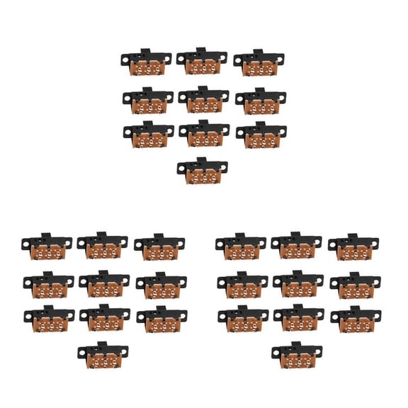 30Pcs High Knob 6 Pin 3 Position DPDT Panel Slide Switch 0.5A 50V DC,30 x Slide Switch,Black