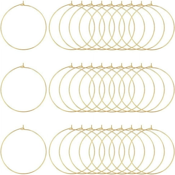 30Pcs Hypoallergenic Hoop Earring 304 Stainless Steel Wine Glass Charms Ring Earring Findings Hoop Earrings