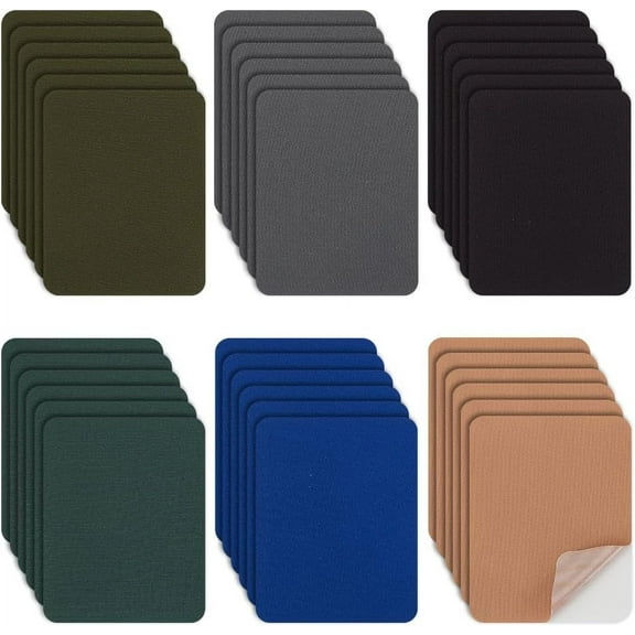 30Pcs Iron on/Sew On Patches for Clothing 6 Colors Rectangle Cloth Appliques Garment Repair Kit Fabric Patches for Jeans Jackets Backpacks Hats Bags Repair and Decoration 3.7" by 4.9"