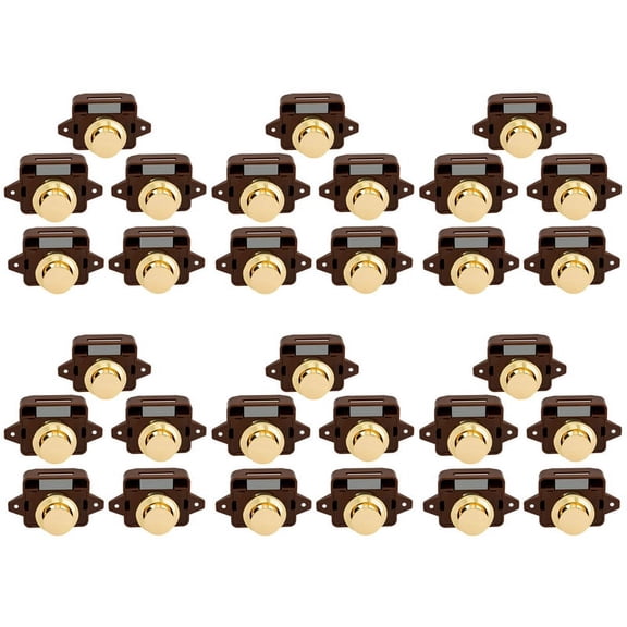 30Pcs Keyless Push Button Catch Door Knob Lock for RV Caravan Cabinet Boat Motor Home Cupboard, Brown Gold