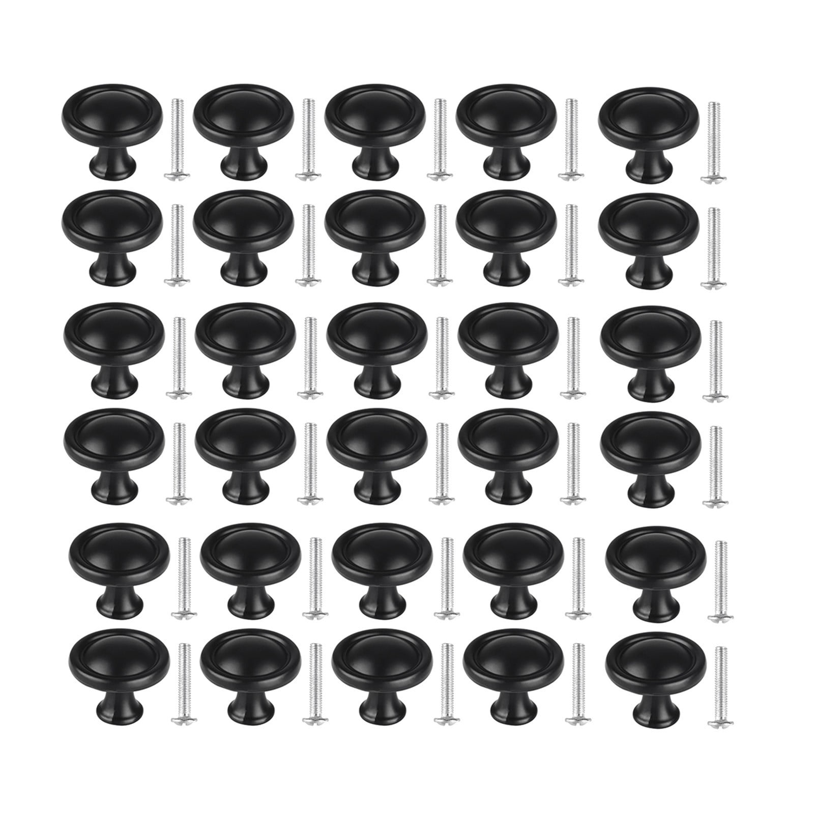 10-Pack Black Cabinet Knobs - Modern Zinc Alloy Cupboard Handles For Kitchen & Dresser (29.5mm Round)