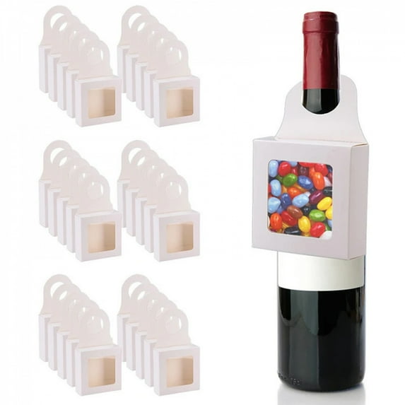 30Pcs Kraft Wine Bottle Boxes With Window Hanging Foldable Durable Kraft Paper Gift Box Decorative Wedding Party Supplies