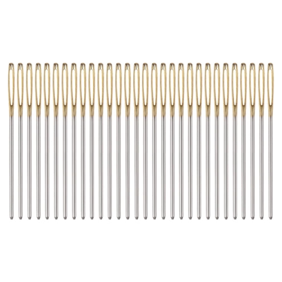30Pcs Large Eye Blunt Needles 2.75" Tapestry Needle Yarn Sewing Knitting Weaving Needle Stainless Steel Gold End