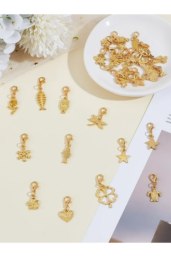30Pcs Lobster Clasp Charm Alloy Pendant Decorations for Women Purse and Backpack Ornament Handbag Car Key Hanging Decoration 22.5-35.5mm