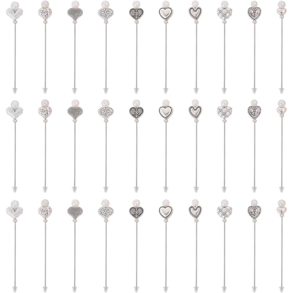 30Pcs Love Heart Pearlized Head Straight Pins 10 Styles Sewing Pins Dressmaker Pins Decorative Flat Head Pins for Crafts Handmade Sewing Projects and Clothing Design with a Plug