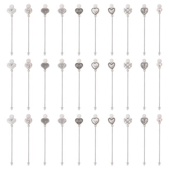 30Pcs Love Heart Pearlized Head Straight Pins 10 Styles Sewing Pins Dressmaker Pins Decorative Flat Head Pins for Crafts Handmade Sewing Projects and