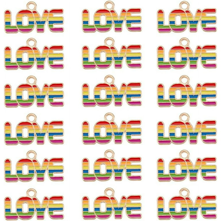 30Pcs Love Word Charm Love Charms Bulk Rainbow Words LGBT Pride Love Is  Love Gay Alloy Enamel Cute Valentine's Day Charm for Jewelry Making Charms  DIY Necklace Earring Adults Craft 