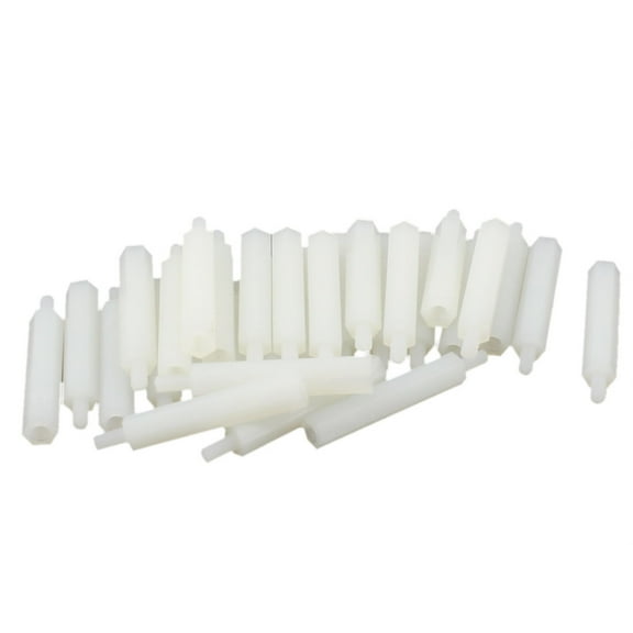 30Pcs M3 30mm+6mm Female-Male White Nylon Hex PCB Stand-Off Pillar Screw Spacer