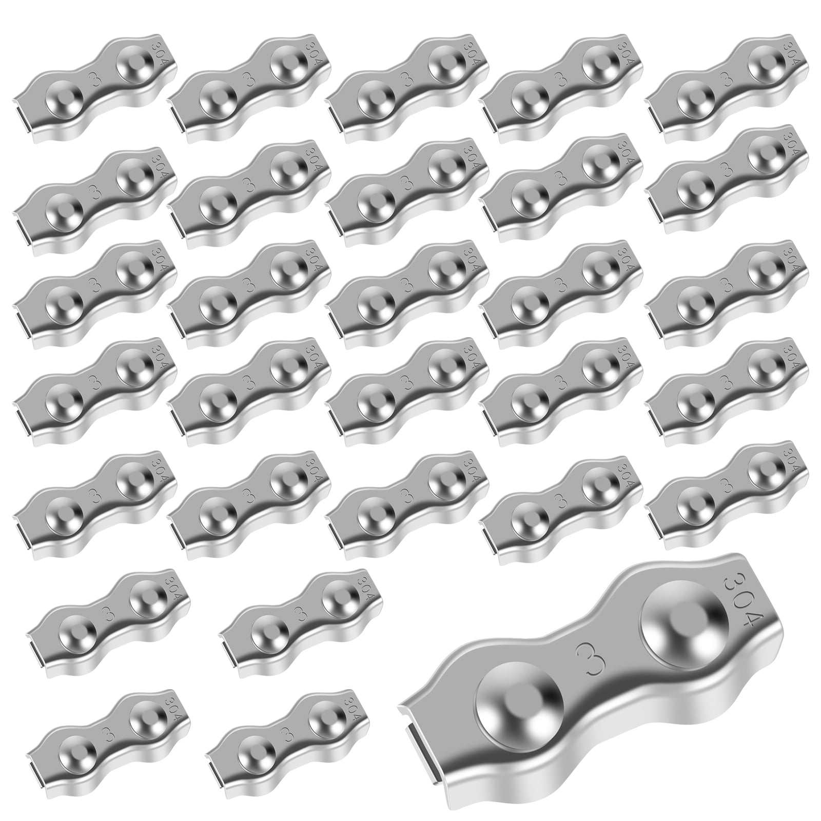 30Pcs M3 Stainless Steel Wire Rope Clips Rust Resistant Double Bolt ...