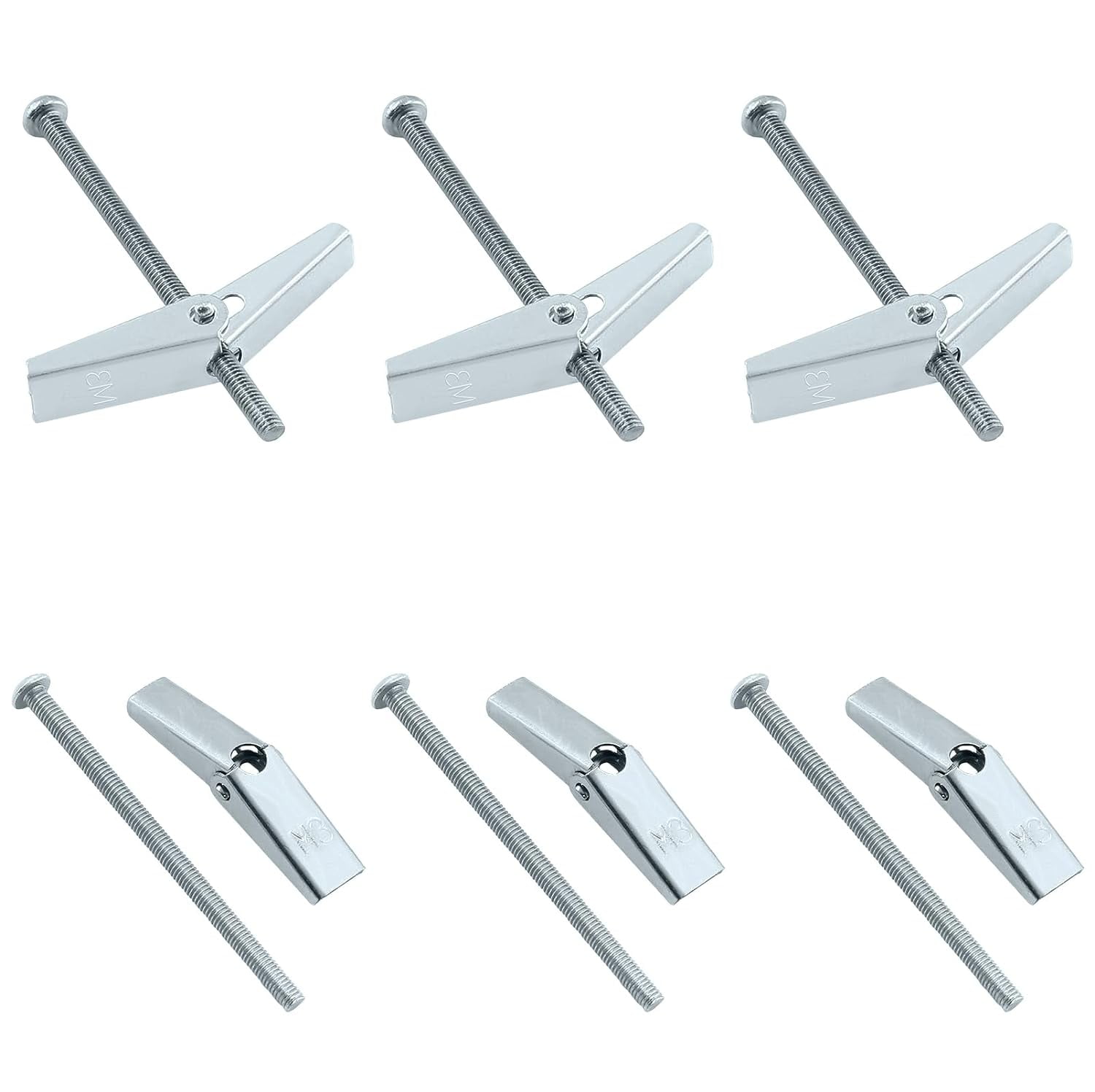 30Pcs M3 x 2 Inch Round Head Toggle Bolt and Wing Nut, Metal Toggle