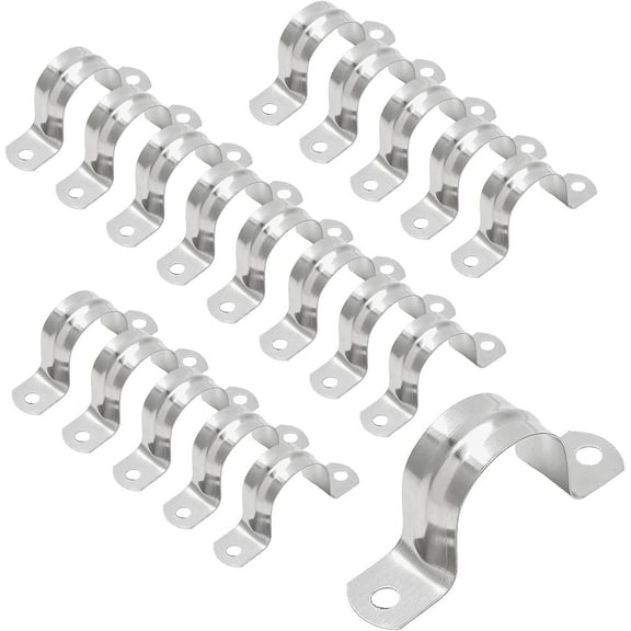 30Pcs M32 Rigid Pipe Strap, 1-1/4" Stainless Steel 2 Holes Cable U Bracket Pipe Clamp for Fixing Pipe or Cable, 0.71" Width