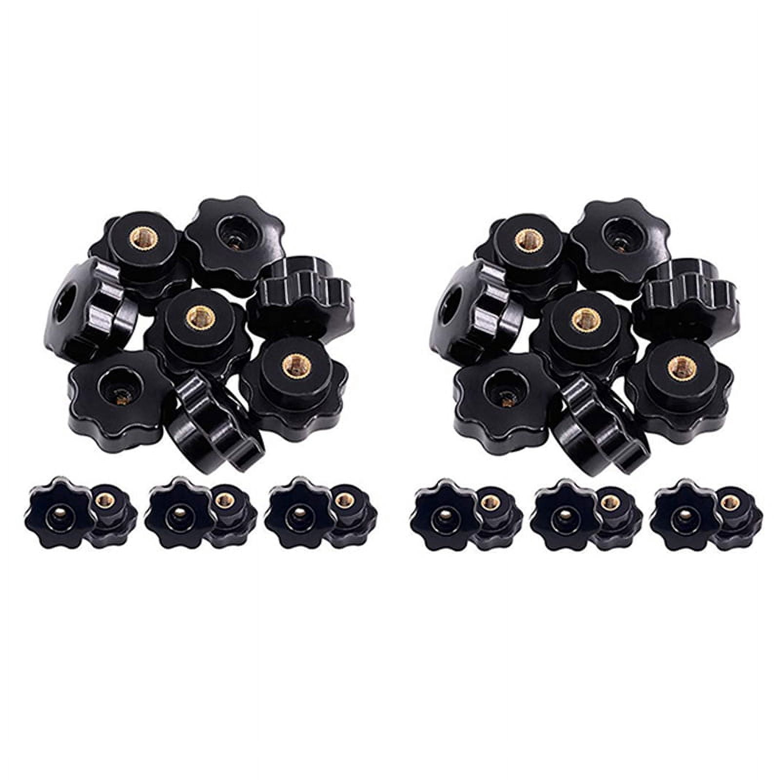 30Pcs M6 Star Knob Clamping Handle Nut Through Hole Set Brass Female ...