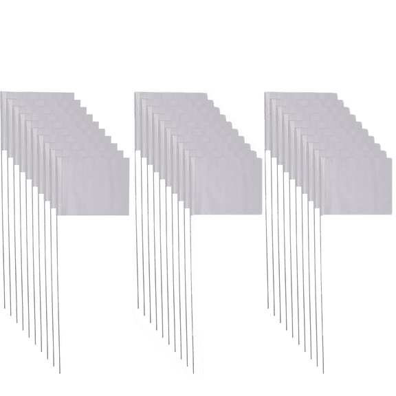 30Pcs Marking Flags, 15x4x5 inch Marker Flags for Yard & Lawn, Survey & Landscape, Sprinkler & Surveyor, Garden & Construction(White)