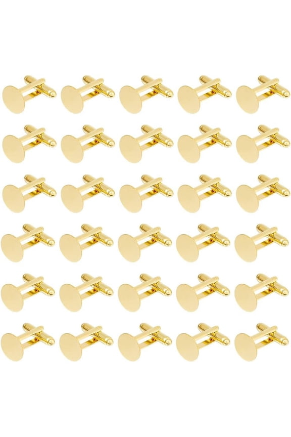 30Pcs Mens Cufflinks Golden Blank Cufflinks Bulk Brass Cufflink Studs Cuff Buttons with Clear Glass Cabochons