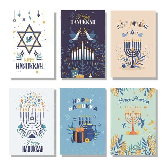 30Pcs Menorah Bird Print Funny Hanukkah Greeting Card with Envelope Religious Holiday Humor Jewish Chanukkah Notecard