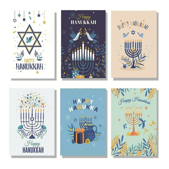 30Pcs Menorah Bird Print Hanukkah Greeting Cards with Envelopes Humor Holiday Assortments Happy Hanukkah Note Card Party