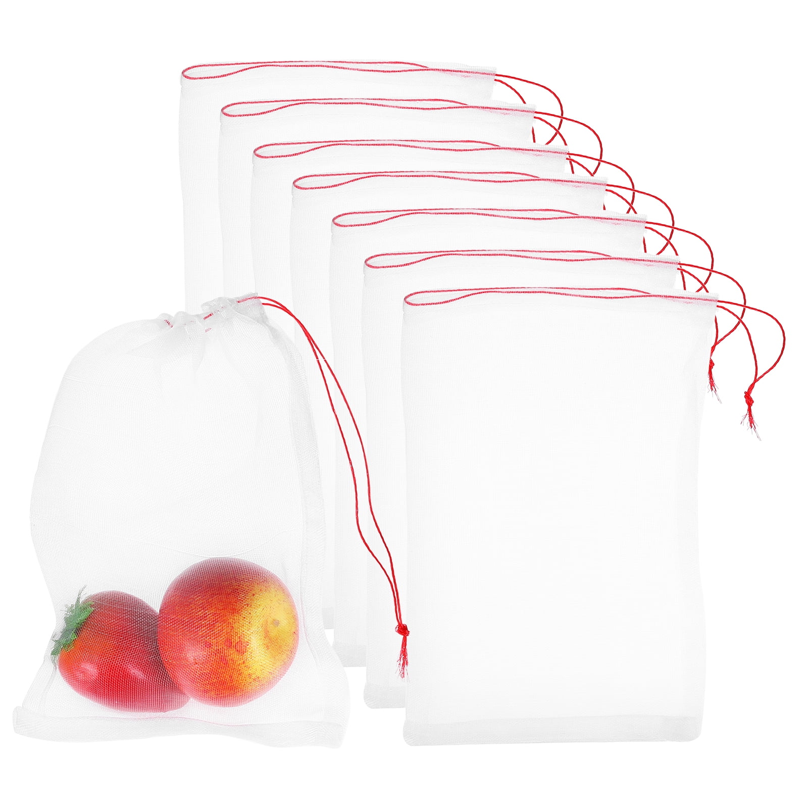 30Pcs Mesh Net, Netting Bags 11.8x7.9 inch 40D Garden Mesh Netting with Drawstring Bird Barrier Bags for Plant Fruit Flower Vegetable, White