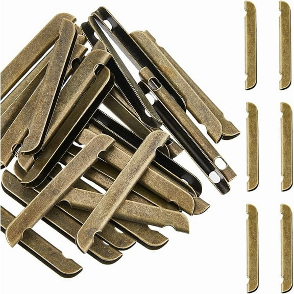 30Pcs Metal Book Corner Protector Guard Edge Cover Antique Bronze Clip Edge Protectors for Notebook Album Vintage Photo Corners Junk Journals 52x6.5x4mm Hole: 4.4x3mm