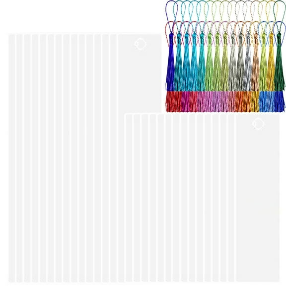 30Pcs Metal Sublimation Blanks Bookmarks Double Side Heat Transfer Printing with 30Pcs Colorful Tassels for Making Pers onalized Bookmarks And Souvenirs(3.2×12cm)Bookmark A
