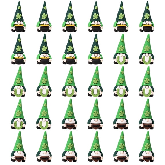 30Pcs Mini St Patrick's Day Gnomes Bulks 1.4 Inch PVC Gnomes Figurine Gifts St Patrick's Day Collectible Figurines for Home Tabletop Farmhouse Shelf Decorations