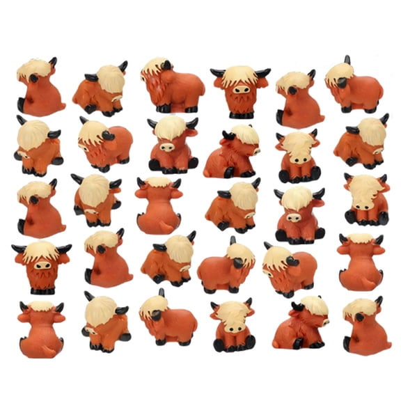 30Pcs Minis Highlands Cow Figurines Tiny Highlands Cow Miniature Cows Sculpture for Microlandscape Fairys Garden Decors