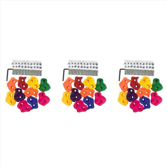 30Pcs Mixed Color Plastic Children Kids Rock Climbing Wood Wall Stones Hand Feet Holds Grip Kits with Screws,30 x rock climbing (with screws) 3 x wrench,Random Color