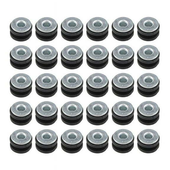 30Pcs Motorcycle Rubber Grommets Bolts for Fairing Rubber Grommets Kit Washer Assortment,30 x Rubber Grommets,Black & Silver
