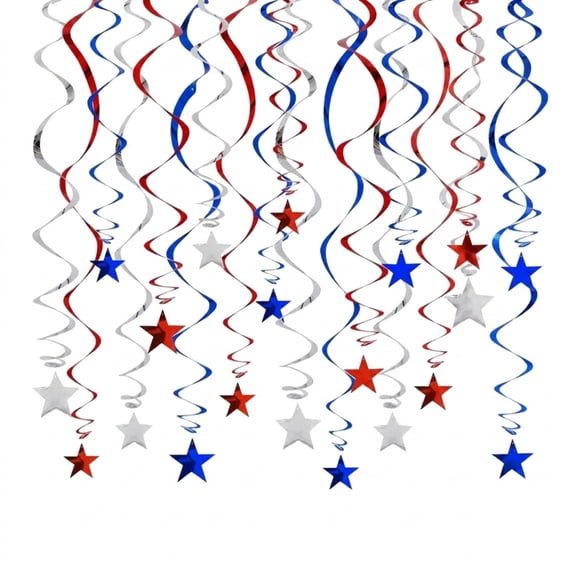 30Pcs Multicolor Star Hanging Swirl Decorations, Spiral Streamers for Birthday Party Graduation Wedding Decorations