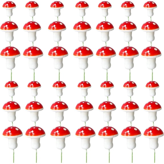 30Pcs Mushroom Cake Decorations Red Mini Mushroom Toothpicks Mushroom Cupcake Toppers Mushroom Cake Picks for Birthday Baby Shower Party Micro Landscape Decorations