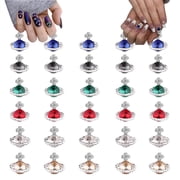 Jademall 30Pcs 3D Planet Nail Charms, Saturn-Shaped Alloy Nail Art Rhinestones for Space Theme DIY, Nail Decor & Jewelry Making - Multicolor