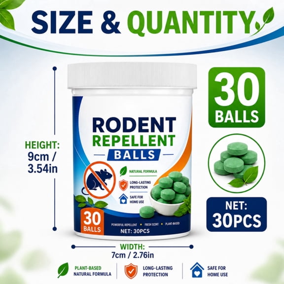 30Pcs Natural Peppermint Rodent Repellent Balls, Mice Repellent Tablets for Indoor Home Kitchen Attic Basement Garage