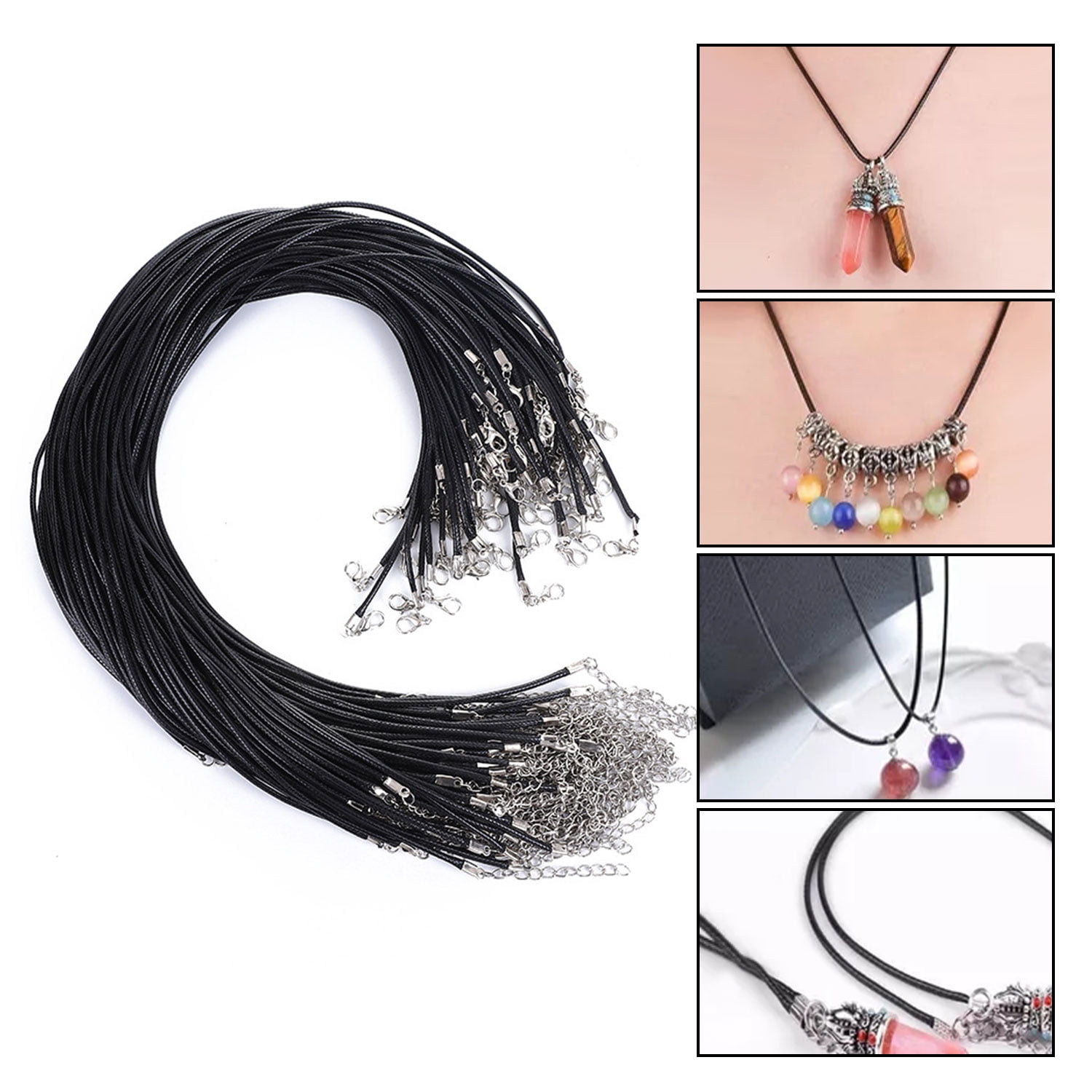 Black string necklace with a steel pendant - big shiny grain | Jewellery  Eshop EU