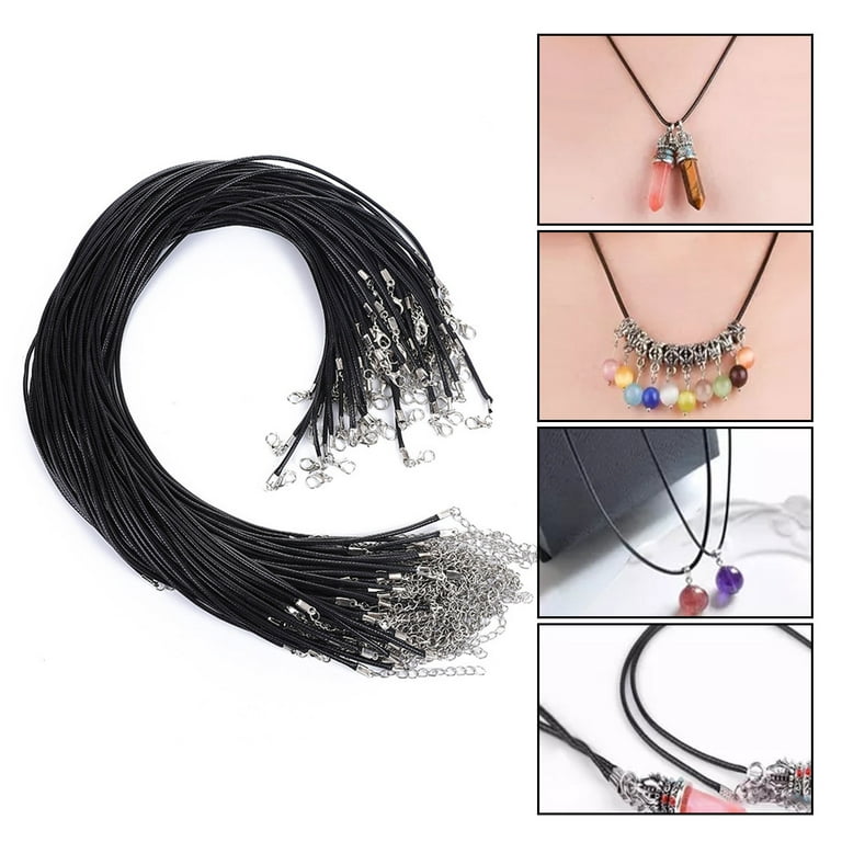 30Pcs Necklace String Rope with Clasp, 18 Black Waxed Necklace