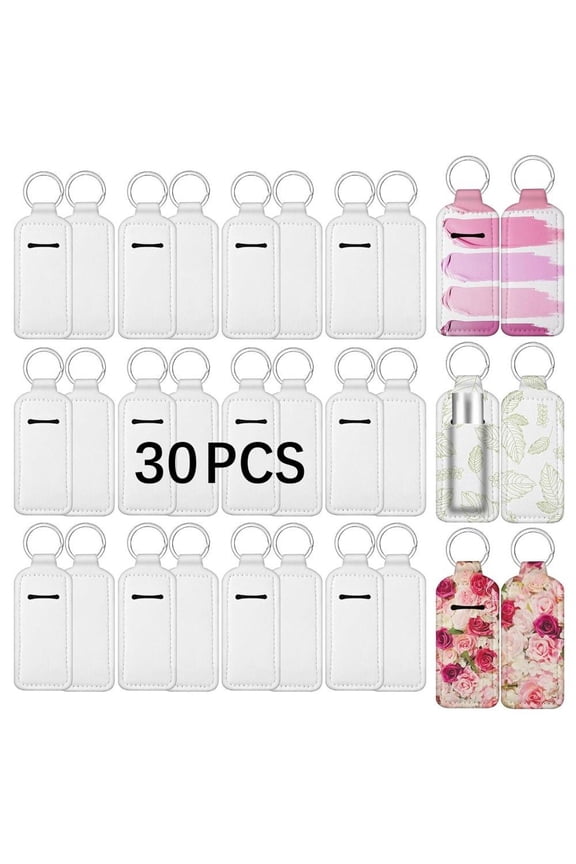30Pcs Neoprene Lip Balm Holder Keychain, 3.94 X 1.69In Blanks Travel Key Ring Holder, DIY Essentials Organizer with Secure Metal Clasps, unique jewelry Suitable for Party Favors, Souvenir, Decorations