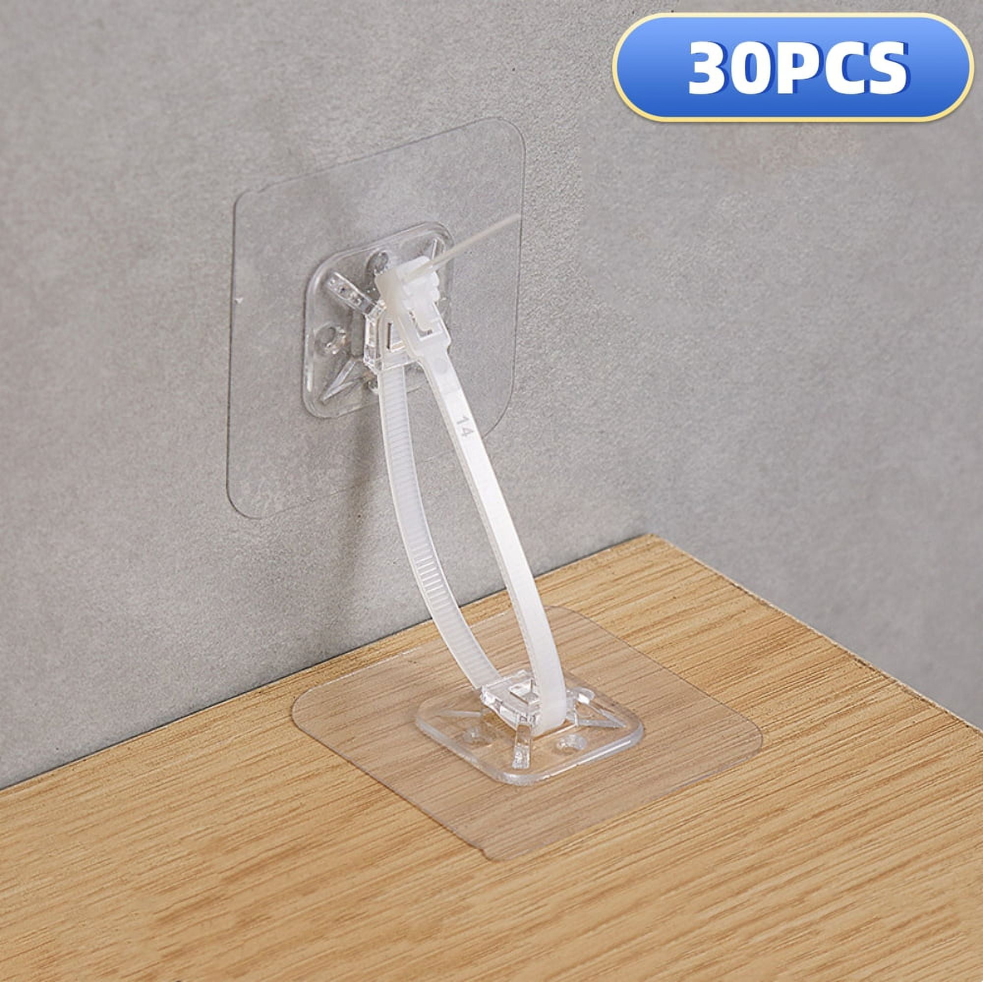 30Pcs No Drill Furniture Anchors, Square Adhesive Furniture Anchors