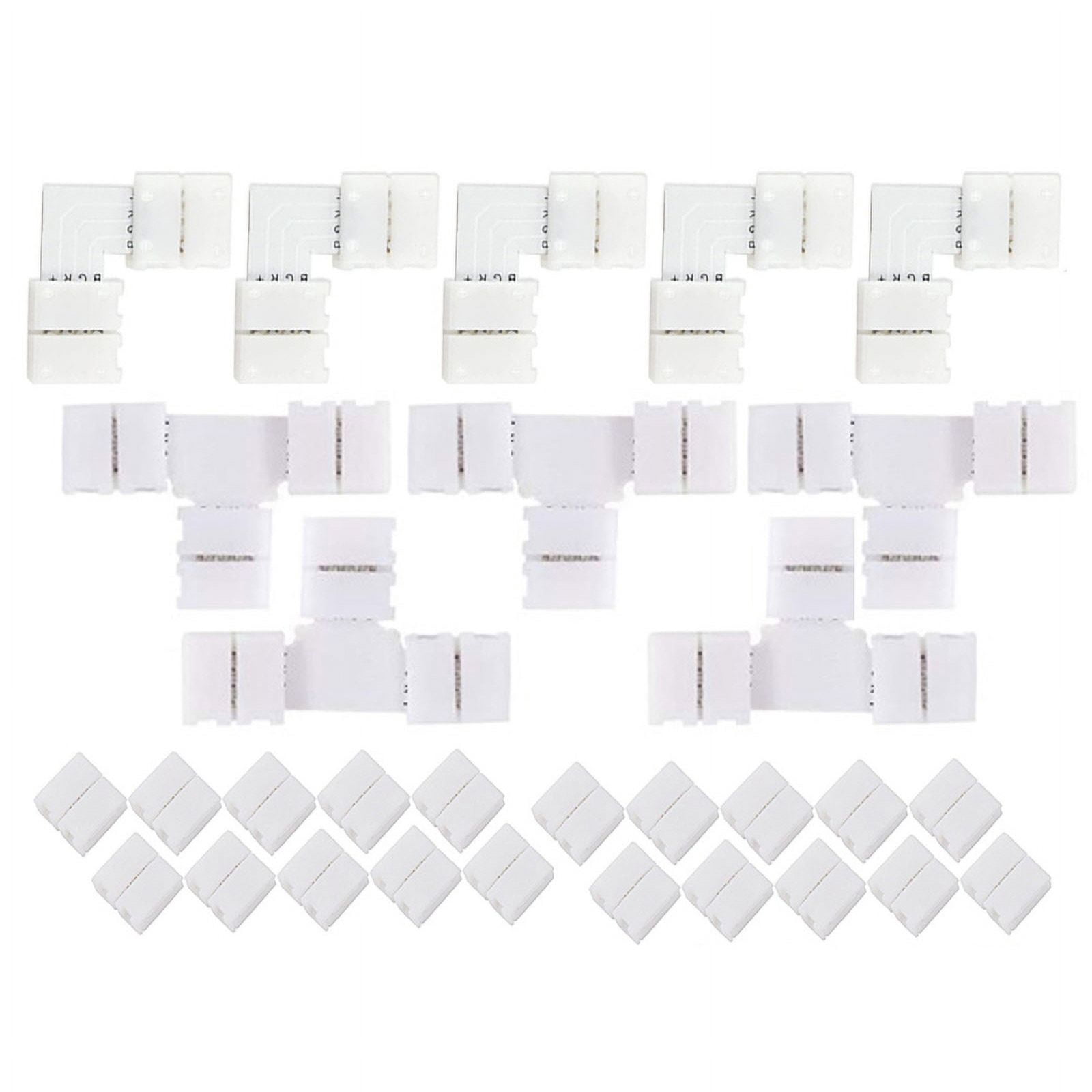 ZMFGMN 6-Pack 8mm 4-Pin RGB LED Connectors – L-Shape Corner & Gapless Adapters For 3528/2835 12V/24V Multicolor LED Strip Lights