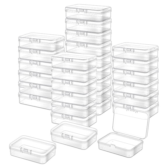30Pcs PP Plastic Bead Containers Rectangle Bead Storage Case with Hinged Lid for Small Iterms Clear 7.5x5.15x2.1cm for making