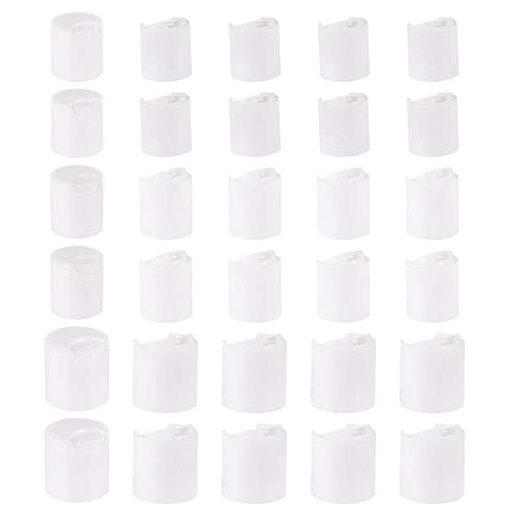 30Pcs PP Replacement Plastic Press Caps 3 Size White Disc Top Closure Dispensing Lotion Bottle Closure for Squeeze Bottles