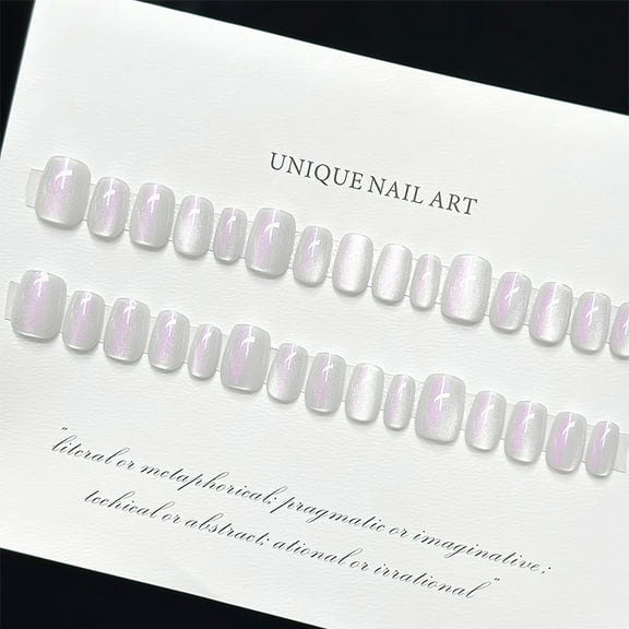 30Pcs Pearlescent Neon Cat's Eyes False Fake Toenails Nails Art Bare Nail Slices Removable Reusable Nail Salon