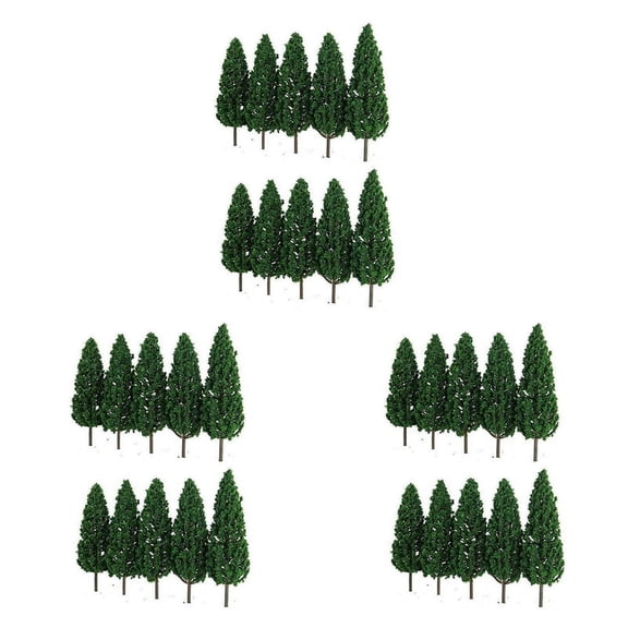 30Pcs Pine Trees 1:25 Model Train Railway Building Green Model Tree for O G Scale 1/25 Railroad Layout Diorama Scenery
