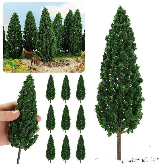 30Pcs Pine Trees 1:25 Model Train Railway Building Green Model Tree for O G Scale 1/25 Railroad Layout Diorama Scenery