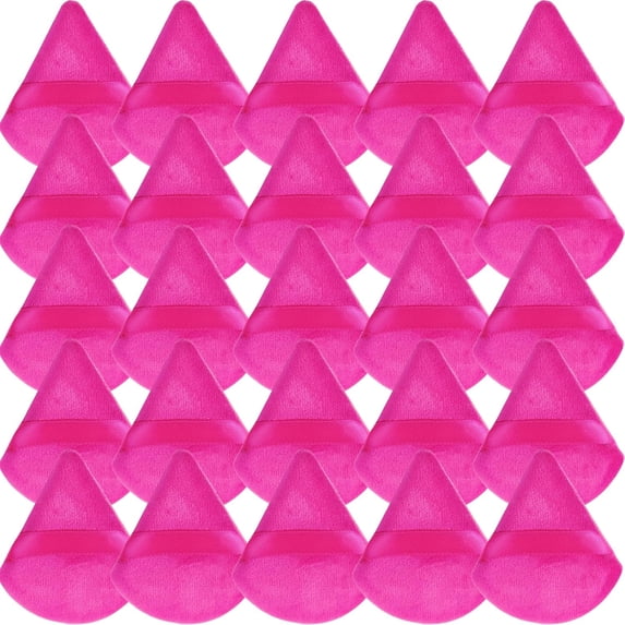 30Pcs Pink Triangle Powder Puffs Soft Velour Makeup Sponge for Loose Setting Powder Beauty Tools