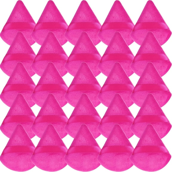 30Pcs Pink Triangle Powder Puffs Soft Velour Makeup Sponge for Loose Setting Powder Beauty Tools